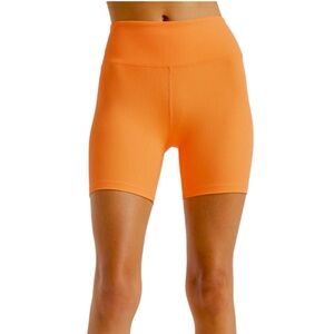 Year of Ours Ribbed Orange High Waisted Compression Biker Shorts Small S